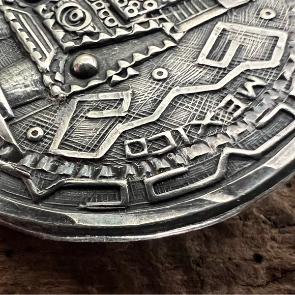 Taxco Mexico Silver Rain God Tlaloc Eagle 28 Brooch Pin Bernice I GoodSpeed - Picture 6 of 8